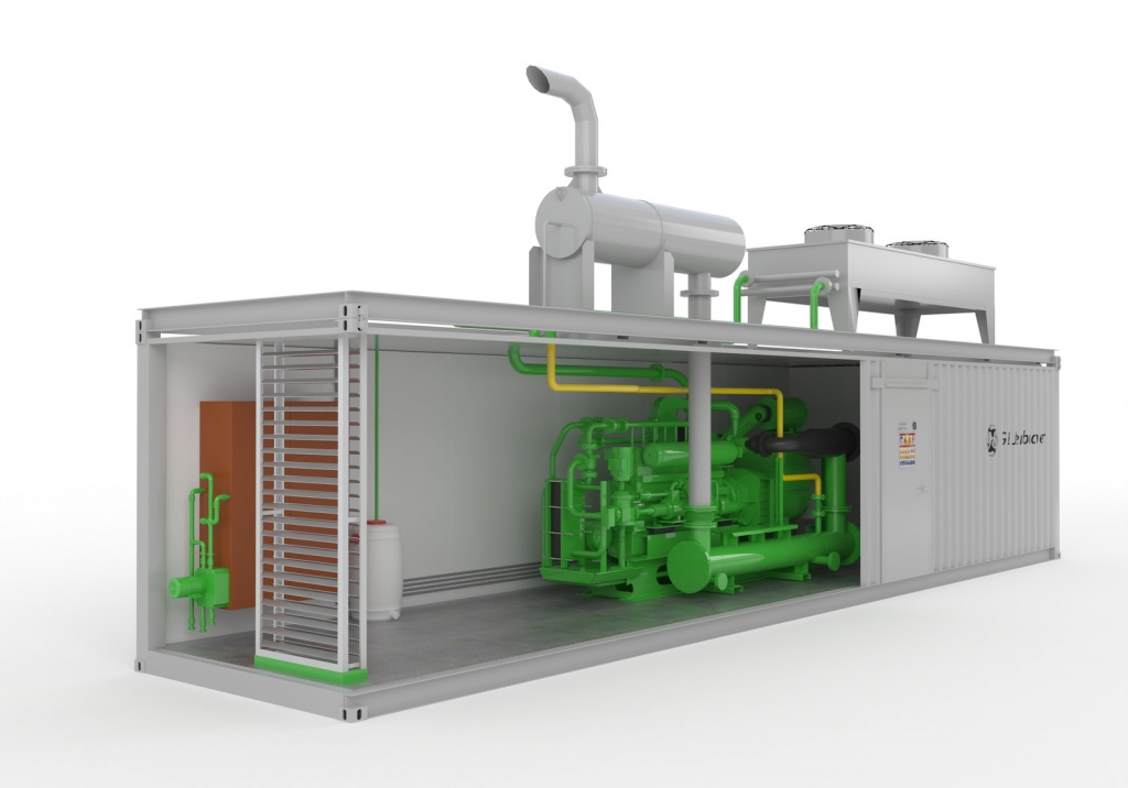 Установка газопоршневых генераторов Jenbacher с когенерацией и тригенерацией на природном газе.